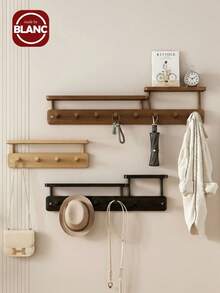Madebyblanc 1pc New Decorative Hook, Highly Attractive, Easy Installation Wall Mount Clothes Hanger Rack, Suitable For Entryway, Rental Home, Vacation Rental - Multicolor - View 1
