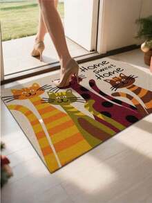 1pc Welcome Mat, Dirt-Resistant, Lightweight, Washable, Non-Slip Rubber Bottom Diatomite Doormat, Machine-Made Indoor Carpet, Suitable For Entrance, Room, Garden, Home Decor Bathroom Kitchen DecorChristmas Decor - Multicolor - View 5