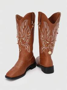 ROMWE Fairycore 2 mặt dây chuyền pha lê hình ngôi sao và mặt trăng nhiều màu phong cách Bohemian trang trí giày/bốt, thích hợp để trang trí giày bốt cao, kiểu giày bốt nâng cao, quà tặng cho lễ Ramadan/sinh nhật/ngày lễ - Vàng - Xem 3