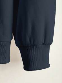 Resyla 女士字母印花长袖拉链抽绳卫衣 - 藏蓝色 - 查看 5