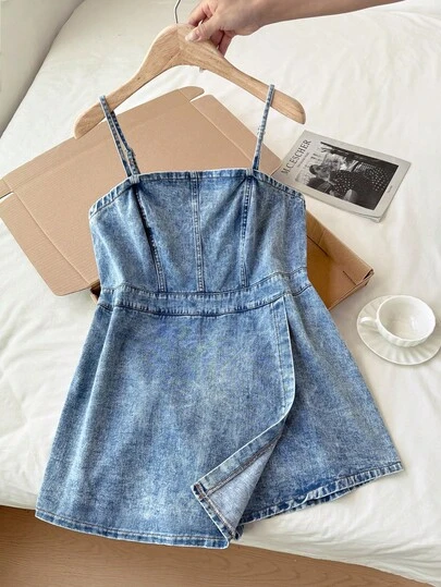 Comfortcana 加大码蓝色牛仔连体裤，休闲紧身背带裤，美国独立日，加大码女装，女士夏季服装，女士夏季连体裤，毕业连体裤，女士连体裤，女士连体裤，牛仔连体裤，女士牛仔装，女士度假装，女士商务休闲装，女士生日装，乡村音乐会服装