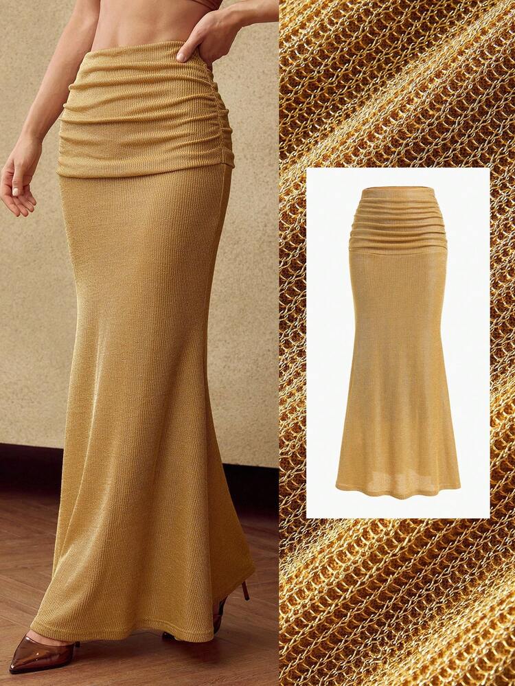 WOMEN'S RUCHED KNIT MERMAID SKIRT
