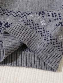 Young Boys Warm Jacquard Knit Pullover Sweaters, Elegant Gentleman Style Suitable For Boys Outings, Gatherings, Christmas Wear