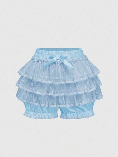 Women's Lolita Multi-Layer Cake Skirt, Bow Tie, White Gothic Dark Lace Patchwork Bow Tie, Solid Pumpkin Lantern Shorts, Spring Wedding Outfits