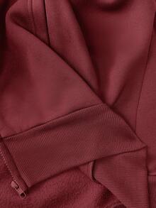 ESTAVOR Men's Patterned Sweatshirt Loose Fit Casual Hooded Cardigan Long Sleeve Sweatshirt Jacket - Burgundy - View 8