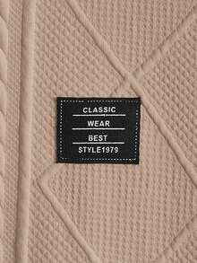 EASEVO T-shirt à manches longues à col rond, coupe ample, motif losange à épis de blé, taille grande pour hommes - Kaki - Voir 3