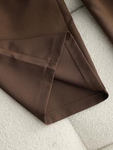 SHEIN PETITE Women's Solid Color Pocket Fold Pleated Casual Pants