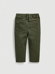 SHEIN 男婴直筒休闲牛仔裤，适合秋冬季穿着 - 軍綠色 - 查看 2