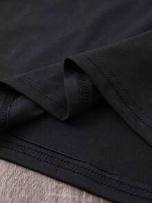 EMERY ROSE Camiseta de mujer talla grande con cuello redondo y estampado de eslogan, casual de verano - Negro - Ver 4