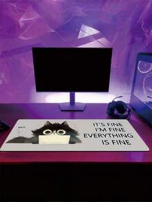 1pc Mouse Pad Pad Black Cat With Glasses Using A Laptop, IV Drip Beside It Laptop Waterproof Desktop Decorative Writing Pad For Work, Games, Office, Home - Multicolor - View 4
