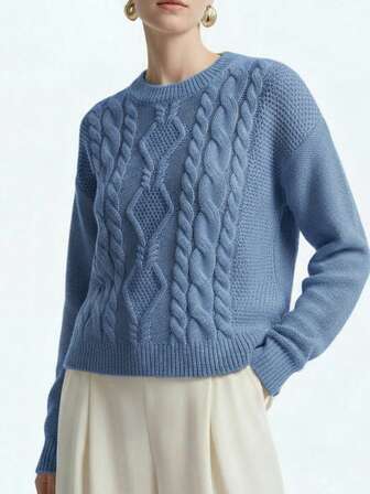 Aalyst Casual Solid Color Drop Shoulder Sweater, Autumn/Winter