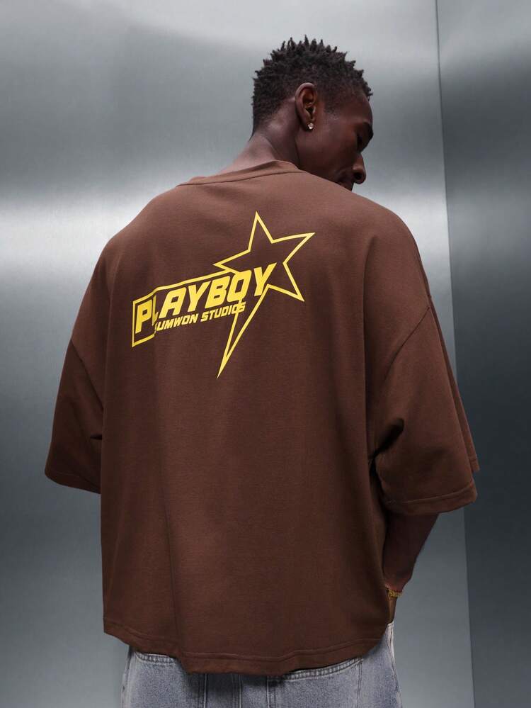 PLAYBOY X SUMWON Boxy Fit Crew Neck Tee With Logo
