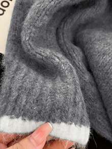 Franclia Retro Gray Sweater For Women, Soft & Loose Knit Top, New Arrival 2024, Autumn/Winter