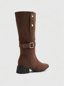 CUCCOO BIZCHIC 2025 Autumn/Winter New Fashionable Versatile Brown Slimming Chunky Heel Riding Boots For Women For Christmas - Brown - View 9