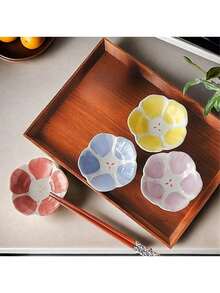 4 件套陶瓷花卉酱料碟，3.5 英寸，紫色、蓝色、黄色、红色，厨房餐具，适用于盛放蜂蜜、番茄酱、甜点、酱油、沙拉酱、蘸酱等，适合烧烤、露营、野餐、厨房、餐厅或派对使用，母亲节、婚礼、生日礼物，送给朋友、家人和爱人，毕业季佳品。 - 彩色 - 查看 14