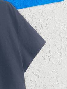 SNAP SUPPLY11 骷髅蝴蝶印花露脐圆领落肩短袖修身女式T恤 - 藏蓝色 - 查看 4