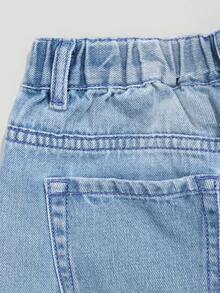 SHEIN ChillGRL Street Fashion Heavy Washing Process Tween Girls Jeans, School, Campus, College - Medium Wash - View 4