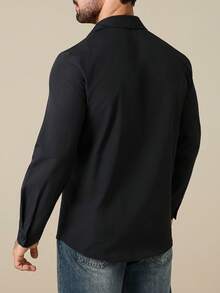 Manfinity Nomadique Men's Western Style Long Sleeve Single-Breasted Casual Fringe Shirt Men Black And White Shirt Long Sleeves Western Men Shirt Mens Fringe Mens Western Tops - Black - View 2