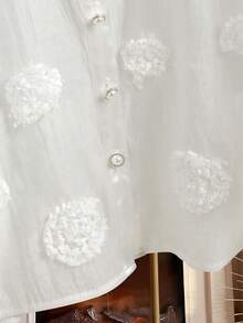 Modelyn Women's 3D Floral Long Sleeve Romantic Elegant Versatile Fashionable Plus Size Blouse - White - View 7