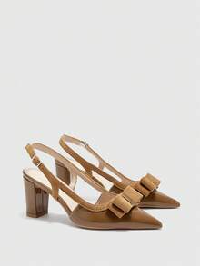 CUCCOO BIZCHIC Tacones altos de moda versátiles para uso diario con diseño de hebilla y decoración de lazo en la punta