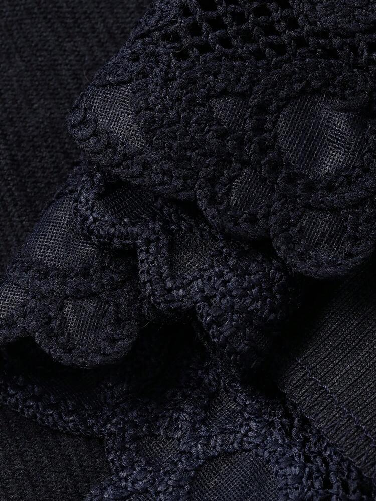 Women's Loose Wide Leg Pants With Lace Hem, Corduroy Fabric, Casual & Elegant, Autumn/Winter