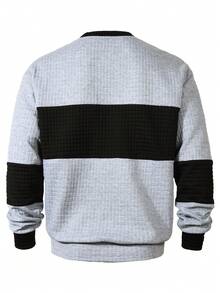 Manfinity Homme Men's Casual Contrast Color Patchwork Pullover Sweatshirt, Autumn Boss Mens Clothing Online Newcastle Summer Turtle Neck Men Men Knit Tops Business Casual Tops Men Jumper For Men Old Money,Daily Leisure, Weekend Trips, Outdoor Activities, Travel Expeditions, Relaxed Work Environments Or Semi-Formal Occasions, Boyfriend/Husband Gift, Anniversary /Birthday Gift Party Christmas New Years