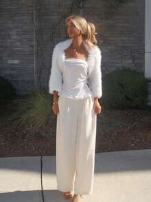 Sydney Algeri Khăn choàng lông cừu Giáng sinh màu trắng gợi cảm và dễ thương cho mùa thu/đông - trắng - Xem 5