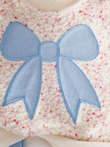 SHEIN 2件套女婴秋冬蓬松针织长袖上衣+粉色针织裤休闲套装 - 藍色 - 查看 6