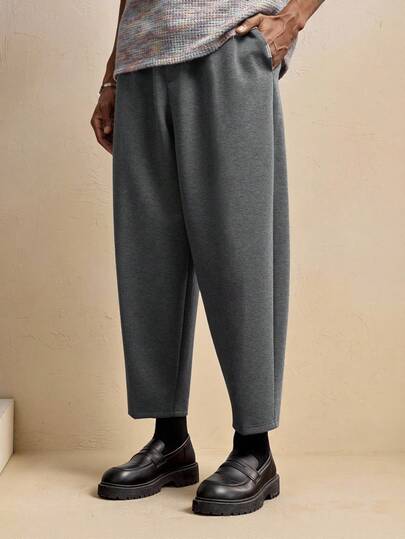 AKNOTIC 男士宽松纯色抽绳腰口袋休闲锥形运动裤