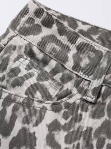 DAZY Women's Leopard Print Denim A-Line Skirt, Minimalist & Fashion For Casual Daily Wear Jeans Skirt - Brown - View 8