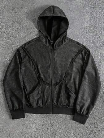 sweat-shirt patchwork délavé pour hommes, coupe ample