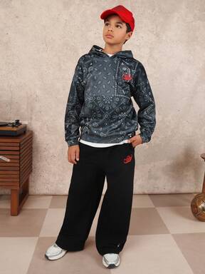 SUMWON Boys Paisley Print Hoodie And Joggers Co-Ord Set Hood Centre Pocket Long Sleeve Casual Sweatsuit Outfit