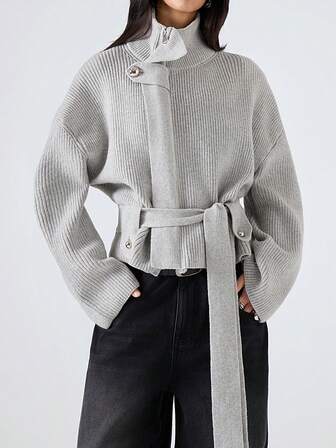 LYSMO 2025 New Arrive Minimalism Winter  Women's Casual Solid Color Ribbed Cardigan, Autumn/Winter Button Up Sweater Cream Tops For Women Winter Tops For Women Women Sweaters,Fall,Fall Clothes For Women,Winter Clothes For Women,Sweaters For Women