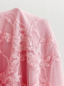 Soleia New Vacation Western Beach Wedding Guest Attire, Graduation Brunch, St. Patrick's Day, Spring Break, Easter, Music Festival, Elegant Bohemian Tropical Strapless Sleeveless Mesh Crop Top And Pleated Skirt 2-Piece Set - Pink - View 7