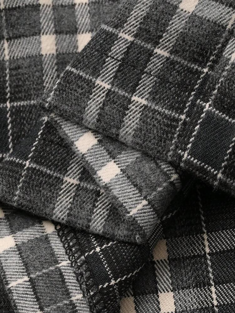 Vintage Plaid Loose Wide Leg Pants, Elastic Waist, Casual For Women, Autumn/Winter