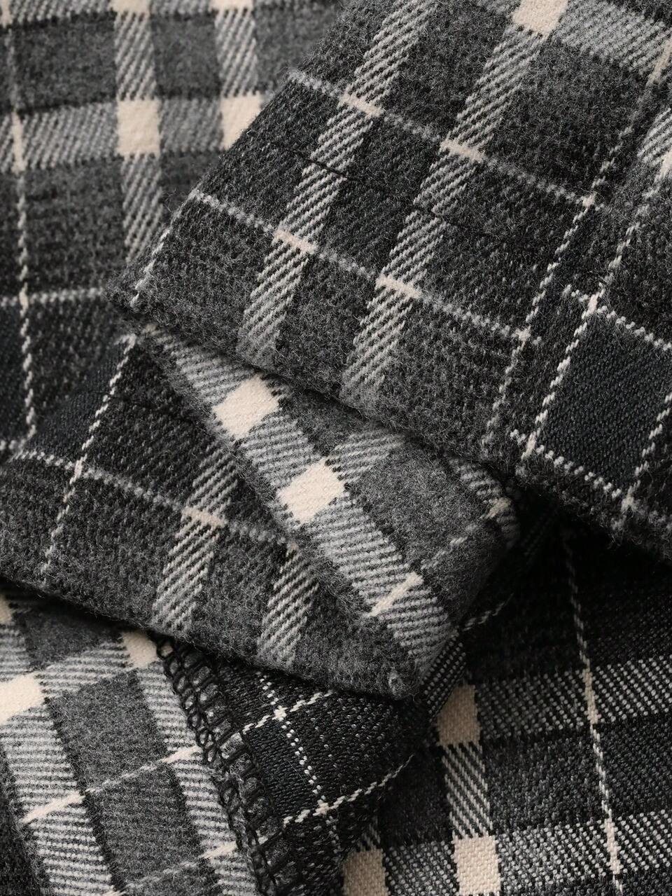 Vintage Plaid Loose Wide Leg Pants, Elastic Waist, Casual For Women, Autumn/Winter