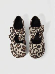 ROMWE Giày bệt họa tiết da báo trang trí nơ thoải mái, thích hợp cho đi bộ, du lịch và nghỉ dưỡng - Nhiều màu - Xem 1