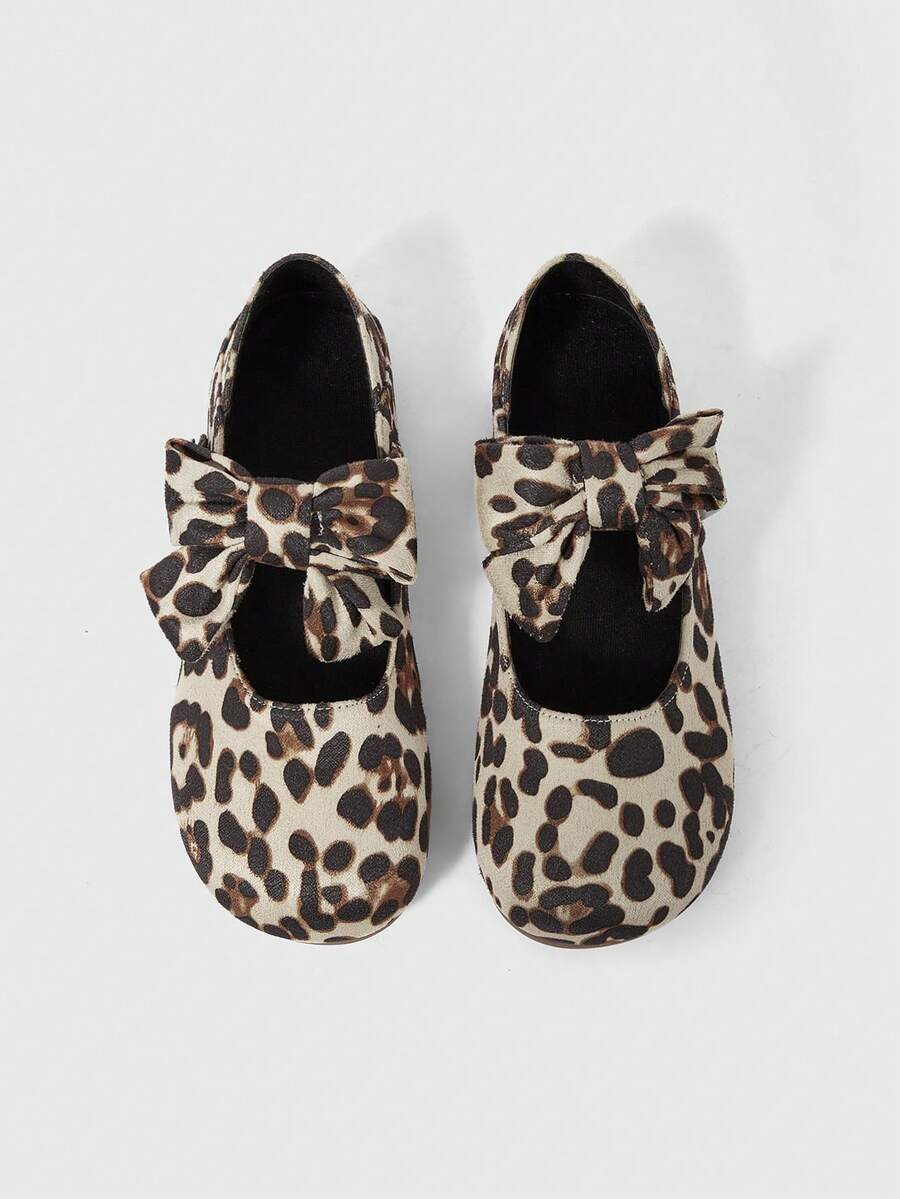 ROMWE Giày bệt họa tiết da báo trang trí nơ thoải mái, thích hợp cho đi bộ, du lịch và nghỉ dưỡng - Nhiều màu - Xem 1