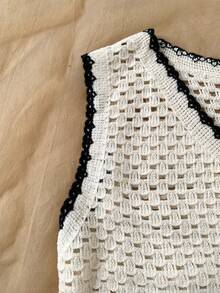 Travachic KIDS 少女度假休闲花卉刺绣镂空针织背心 - 白色 - 查看 11