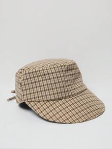 MUSERA Checkered Bow Detail Cap - Apricot - View 4
