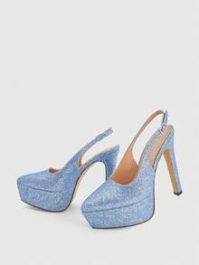 CUCCOO LuxiPop Women's Fashionable Elegant Party Glitter Waterproof Platform Pumps For Christmas