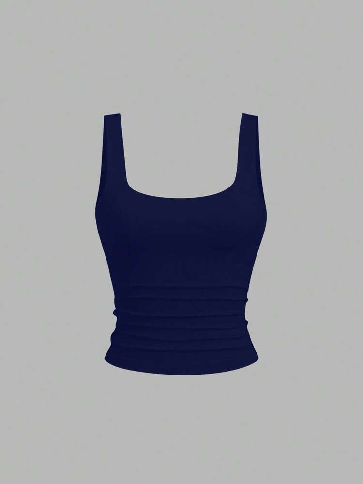 Sweetra Camiseta básica de mujer con volantes en el bajo de unicolor - Multicolor - Añade 3
