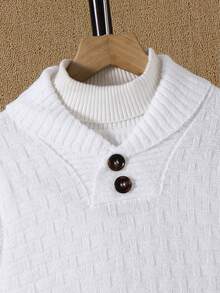 秋冬季男童休闲半拉链套头针织长袖毛衣 - 白色 - 查看 5