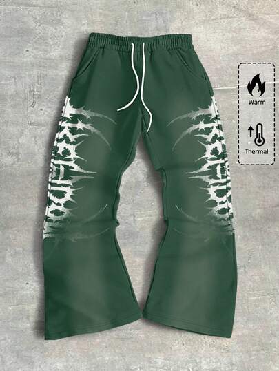 Street Life Pantalones de chándal casuales con cordón y estampado para hombres