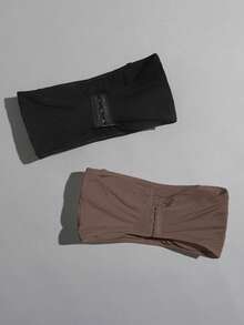 ROMWE 2件/套 女士纯色褶皱无钢圈抹胸文胸 - 彩色 - 查看 2