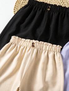 SHEIN Explorewe 3pcs Tween Girl Casual Comfy Wide Leg Pants, Suitable For Spring & Autumn Chic - Multicolor - View 4