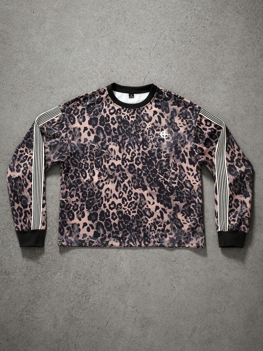 PAVTROS Style de rue pour hommes, style rétro, style Ins, tissu à imprimé léopard numérique , style de rue, t-shirt de sport à manches longues personnalisé, décontracté, port quotidien, ambiance sportive, superposé, pour hommes, personnalisé, mode, rue, printemps/automne/hiver, couple, rappeur, cadeau pour petit ami, streetwear, ample, pour hommes, couple, graphique, j'aime mon petit ami, amis, assorti, petit ami - Marron - Voir 1