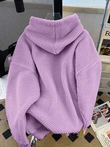 Franclia Plus Size Women Casual Solid Color Loose Fit Sweatshirt - Mauve Purple - View 2