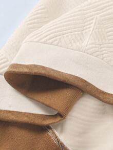 Manfinity CasualCool Men's Fashionable Casual Hooded Textured Fabric Cream Zip Up Beige Sweatshirt - Apricot - View 8