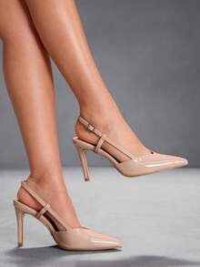 CUCCOO SZL 极简纯色闭趾细高跟女鞋 - 杏色 - 查看 1